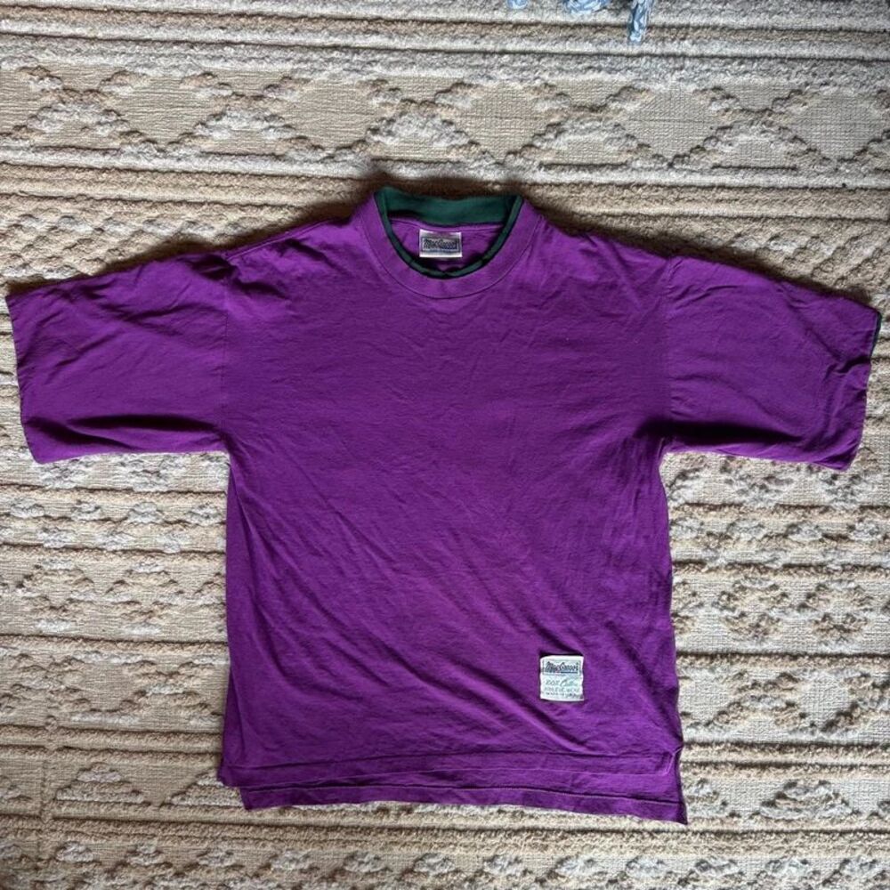 Vintage 90s MacGregor Ringer Tee Purple Green Made USA L